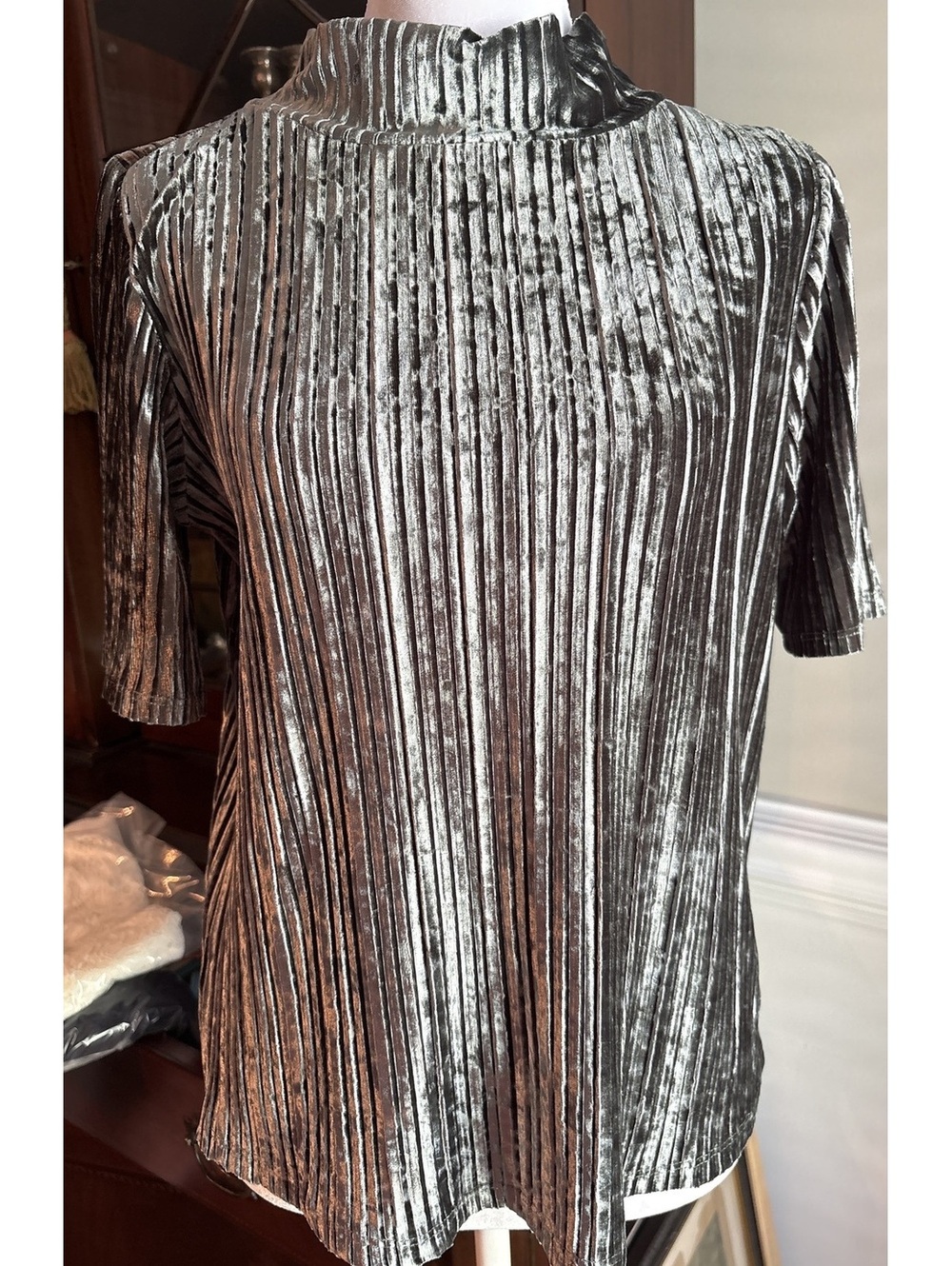 LOFT Blue Velvet Mock Neck XS